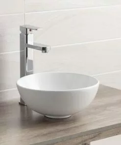 Tuscany® Aria 12"W White Round Vessel Sink - Modern Bathroom Sink for Elegant Spaces -Tuscany Shop 6070042 P SC