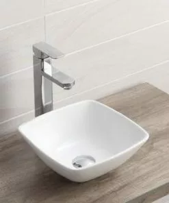Tuscany® Aria 12"W White Square Vessel Sink - Modern Bathroom Sink -Tuscany Shop 6070043 P AV1