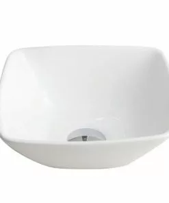 Tuscany® Aria 12"W White Square Vessel Sink - Modern Bathroom Sink