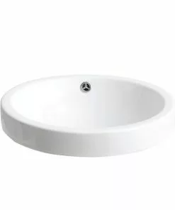 Tuscany® Felix 17"W White Round Drop-In Bathroom Sink - Elegant & Durable Design
