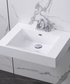 Tuscany® Henley 24"W x 18"D White Rectangle Wall-Mount Bathroom Sink - Elegant and Space-Saving -Tuscany Shop 6070047 P AV1