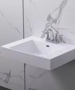 Tuscany® Henley 24"W x 18"D White Rectangle Wall-Mount Bathroom Sink - Elegant and Space-Saving -Tuscany Shop 6070047 P SC