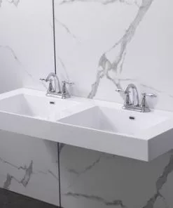 Tuscany® Henley 47"W X 18"D White Rectangle Wall-Mount Bathroom Sink - Modern Space-Saving Design -Tuscany Shop 6070050 P SC