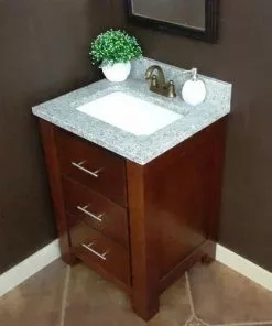 Tuscany® 25"W X 22"D Gray Forest Granite Vanity Top With Rectangular Undermount Bowl | Premium Bathroom Upgrade -Tuscany Shop 6072686 right 1