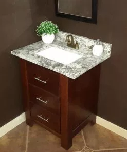 Tuscany® 31"W x 22"D Gray Forest Granite Vanity Top with Rectangular Undermount Bowl - Premium Bathroom Upgrade -Tuscany Shop 6072687 right 1