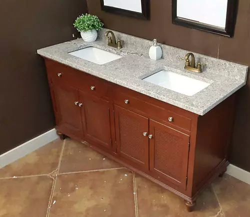 Tuscany® 61"W X 22"D Gray Forest Granite Vanity Top With Rectangular Undermount Bowls - Elegant Bathroom Upgrade 4 Tuscany® 61"W X 22"D Gray Forest Granite Vanity Top With Rectangular Undermount Bowls - Elegant Bathroom Upgrade - Image 4