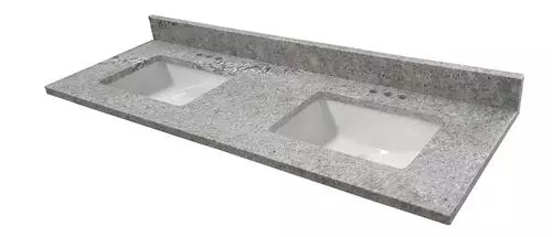 Tuscany® 61"W X 22"D Gray Forest Granite Vanity Top With Rectangular Undermount Bowls - Elegant Bathroom Upgrade 2 Tuscany® 61"W X 22"D Gray Forest Granite Vanity Top With Rectangular Undermount Bowls - Elegant Bathroom Upgrade - Image 2