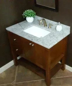 Tuscany® 37"W x 22"D Gray Forest Granite Vanity Top with Rectangular Undermount Bowl - Premium Bathroom Upgrade -Tuscany Shop 6072692 right 1