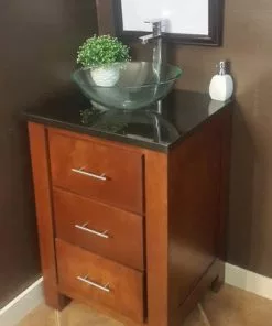 Tuscany® 25"W X 22"D Absolute Black Granite Vanity Top with Vessel Cutout - Premium Bathroom Upgrade -Tuscany Shop 6072706 left