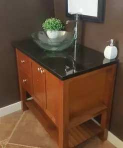 Tuscany® 37"W x 22"D Absolute Black Granite Vanity Top with Vessel Cutout - Premium Bathroom Upgrade -Tuscany Shop 6072708 left