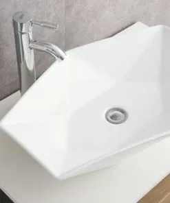 Tuscany® Huxley 25” White Hexagon Vessel Bathroom Sink – Modern Elegance for Your Bathroom -Tuscany Shop 6079676 P