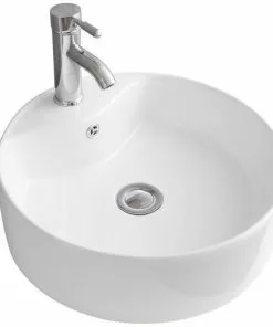 Tuscany® Nati 18-1/4"W White Round Vessel Sink - Modern Bathroom Vanity Sink -Tuscany Shop 6079677 P AV1