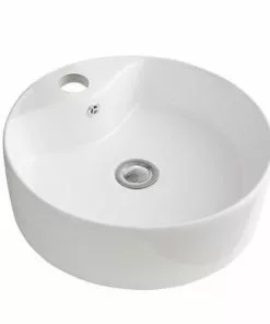 Tuscany® Nati 18-1/4"W White Round Vessel Sink - Modern Bathroom Vanity Sink