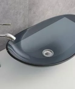 Tuscany® 21.25"W Black Oval Glass Vessel Sink - Modern Bathroom Sink -Tuscany Shop 6079680 P