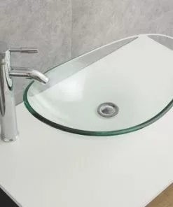 Tuscany® 21-1/4"W Transparent Oval Glass Vessel Sink - Elegant Bathroom Centerpiece -Tuscany Shop 6079681 P
