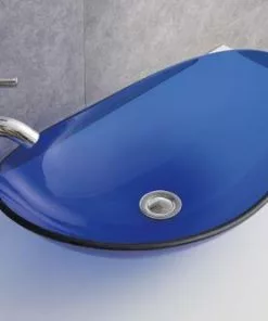 Tuscany® Blue Oval Glass Vessel Sink - 21-1/4"W x 6"D Modern Bathroom Sink 7 Tuscany® Blue Oval Glass Vessel Sink - 21-1/4"W x 6"D Modern Bathroom Sink -Tuscany Shop 6079682 P