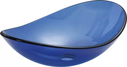 Tuscany® Blue Oval Glass Vessel Sink - 21-1/4"W x 6"D Modern Bathroom Sink 5 Tuscany® Blue Oval Glass Vessel Sink - 21-1/4"W x 6"D Modern Bathroom Sink - Image 5