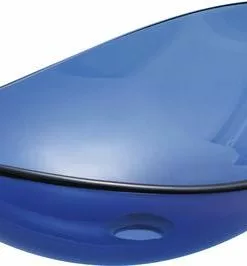 Tuscany® Blue Oval Glass Vessel Sink - 21-1/4"W x 6"D Modern Bathroom Sink