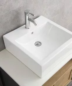 Tuscany® Tia 18-3/4"W x 18-1/4"D White Square Vessel Sink - Modern Bathroom Sink for Elegant Decor -Tuscany Shop 6079684 P