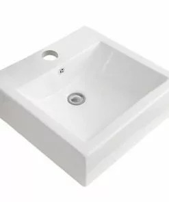 Tuscany® Tia 18-3/4"W x 18-1/4"D White Square Vessel Sink - Modern Bathroom Sink for Elegant Decor