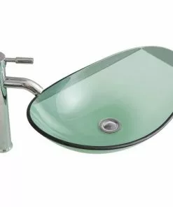 Tuscany® Green Oval Glass Vessel Sink - Modern Glass Slipper 21-1/4"W x 6"D for Bathroom Elegance -Tuscany Shop 6079685 P AV1