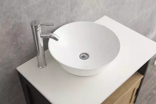 Tuscany® Aria 16-3/16"W X 16-3/16"D White Square Vessel Sink - Modern Bathroom Decor 4 Tuscany® Aria 16-3/16"W X 16-3/16"D White Square Vessel Sink - Modern Bathroom Decor - Image 4