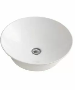 Tuscany® Milo 16-1/2"W White Round Vessel Bathroom Sink - Modern & Stylish