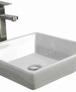 Tuscany® Aria 16-3/16"W X 16-3/16"D White Square Vessel Sink - Modern Bathroom Decor