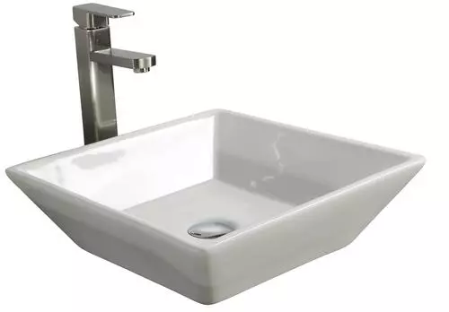 Tuscany® Aria 16-3/16"W X 16-3/16"D White Square Vessel Sink - Modern Bathroom Decor 1 Tuscany® Aria 16-3/16"W X 16-3/16"D White Square Vessel Sink - Modern Bathroom Decor