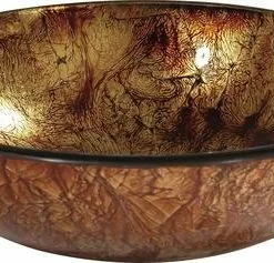 Tuscany® 16-1/2"W Brown Ice-Graved Round Glass Vessel Sink - Elegant Bathroom Design