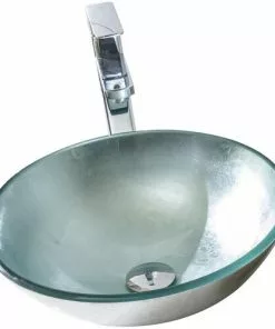 Tuscany® 16-1/2"W Silver Foil Round Glass Vessel Sink - Modern Bathroom Design -Tuscany Shop 6079745 P AV1