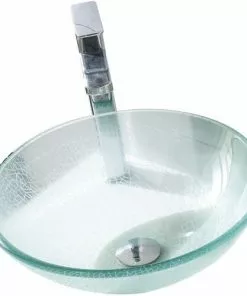 Tuscany® 16-1/2"W Cracked Glass Round Glass Vessel Sink - Elegant Bathroom Upgrade -Tuscany Shop 6079746 P AV1