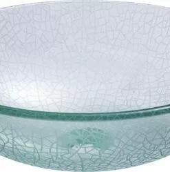 Tuscany® 16-1/2"W Cracked Glass Round Glass Vessel Sink - Elegant Bathroom Upgrade
