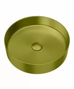 Tuscany® Kaia 14-3/4"W Gold Round Stainless Steel Vessel Sink - Modern Bathroom Elegance