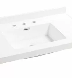 Tuscany® 37" X 22" White Square Vanity Top - Premium Bathroom Upgrade