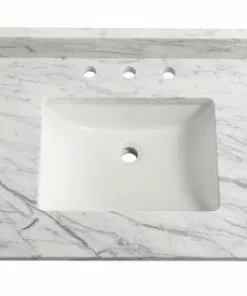 Tuscany® 37" X 22" Carrara Marble Vanity Top With Wave Rectangular Undermount Bowl - Elegant Bathroom Upgrade -Tuscany Shop 6079930 P TP