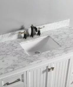 Tuscany® 37" X 22" Carrara Marble Vanity Top With Wave Rectangular Undermount Bowl - Elegant Bathroom Upgrade -Tuscany Shop 6079930 SC2