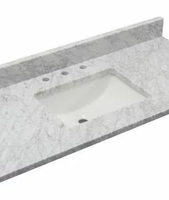 Tuscany® 49" X 22" Carrara Marble Vanity Top with Wave Rectangular Undermount Bowl - Elegant Bathroom Upgrade