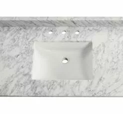 Tuscany® 61" X 22" Carrara Marble Vanity Top With Wave Rectangular Undermount Bowl - Elegant Bathroom Upgrade -Tuscany Shop 6079932 P TP