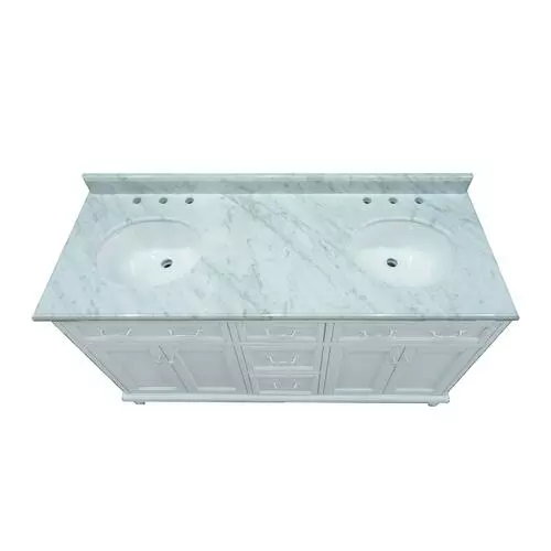 Tuscany® Addison 60"W Gray Vanity with Carrara Marble Top & Oval Undermount Bowls 4 Tuscany® Addison 60"W Gray Vanity with Carrara Marble Top & Oval Undermount Bowls - Image 4