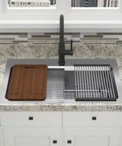 Tuscany® Northchase™ 33" Stainless Steel Dual Mount Single Bowl Kitchen Sink - Durable and Stylish -Tuscany Shop 6720812 TM SC FV