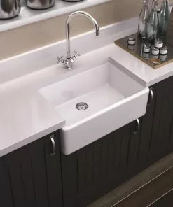 Tuscany® Farmhouse/Apron Front 30" White Fireclay Single Bowl Kitchen Sink | Durable & Stylish -Tuscany Shop 6721141 L