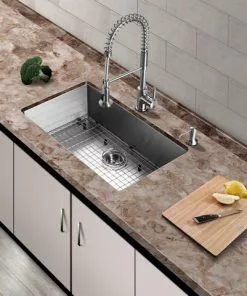 Tuscany® Volk Dual-Mount 33" Stainless Steel 2-Hole Single Bowl Kitchen Sink -Tuscany Shop 6724058 Scene a