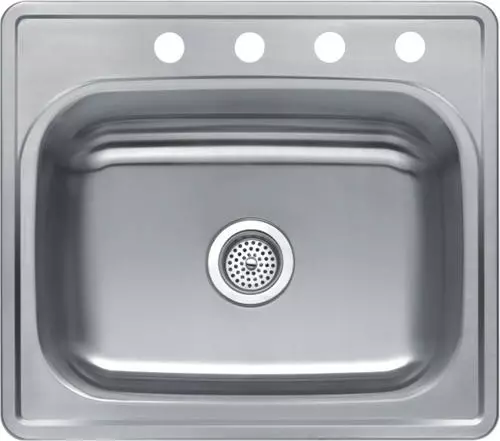 Tuscany Drop-In 25" Stainless Steel 4-Hole Single Bowl Kitchen Sink 2 Tuscany Drop-In 25" Stainless Steel 4-Hole Single Bowl Kitchen Sink - Image 2