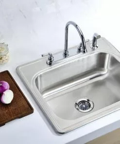 Tuscany® Drop-In 25" Stainless Steel 4-Hole Single Bowl Kitchen Sink - Durable & Stylish 6 Tuscany® Drop-In 25" Stainless Steel 4-Hole Single Bowl Kitchen Sink - Durable & Stylish -Tuscany Shop 6724103 Scene 01