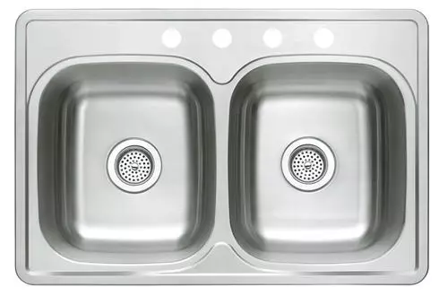 Tuscany® Drop-In 33" Stainless Steel 4-Hole Double Bowl Kitchen Sink - Durable & Stylish 2 Tuscany® Drop-In 33" Stainless Steel 4-Hole Double Bowl Kitchen Sink - Durable & Stylish - Image 2