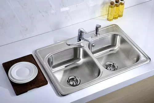 Tuscany® Drop-In 33" Stainless Steel 4-Hole Double Bowl Kitchen Sink - Durable & Stylish 4 Tuscany® Drop-In 33" Stainless Steel 4-Hole Double Bowl Kitchen Sink - Durable & Stylish - Image 4