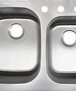 Tuscany® Dual Mount 33" Stainless Steel 4-Hole Double Bowl Kitchen Sink - Durable & Spacious -Tuscany Shop 6724120 Master Image