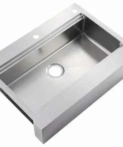 Tuscany® Acadian Farmhouse/Apron Front 33" Stainless Steel 2-Hole Single Bowl Kitchen Sink