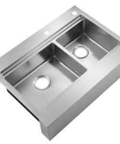Tuscany™ Acadian Farmhouse 33" Stainless Steel Apron Front Double Bowl Kitchen Sink